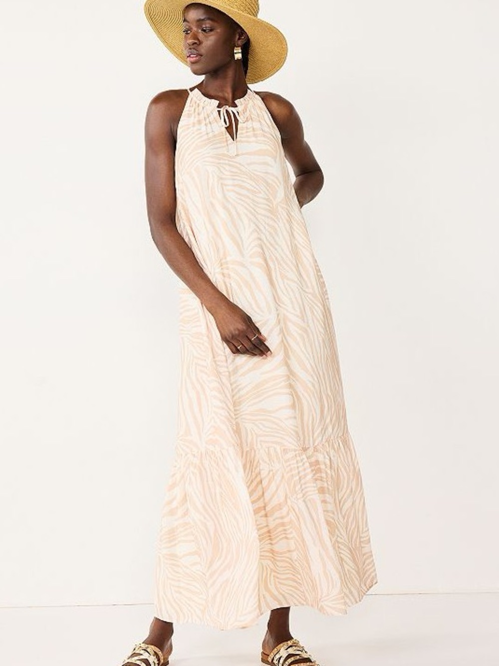 Nine West tiered peasant zebra print maxi dress